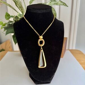 Soho Design Gold Tone Green Amber Pendant Necklace – 20”